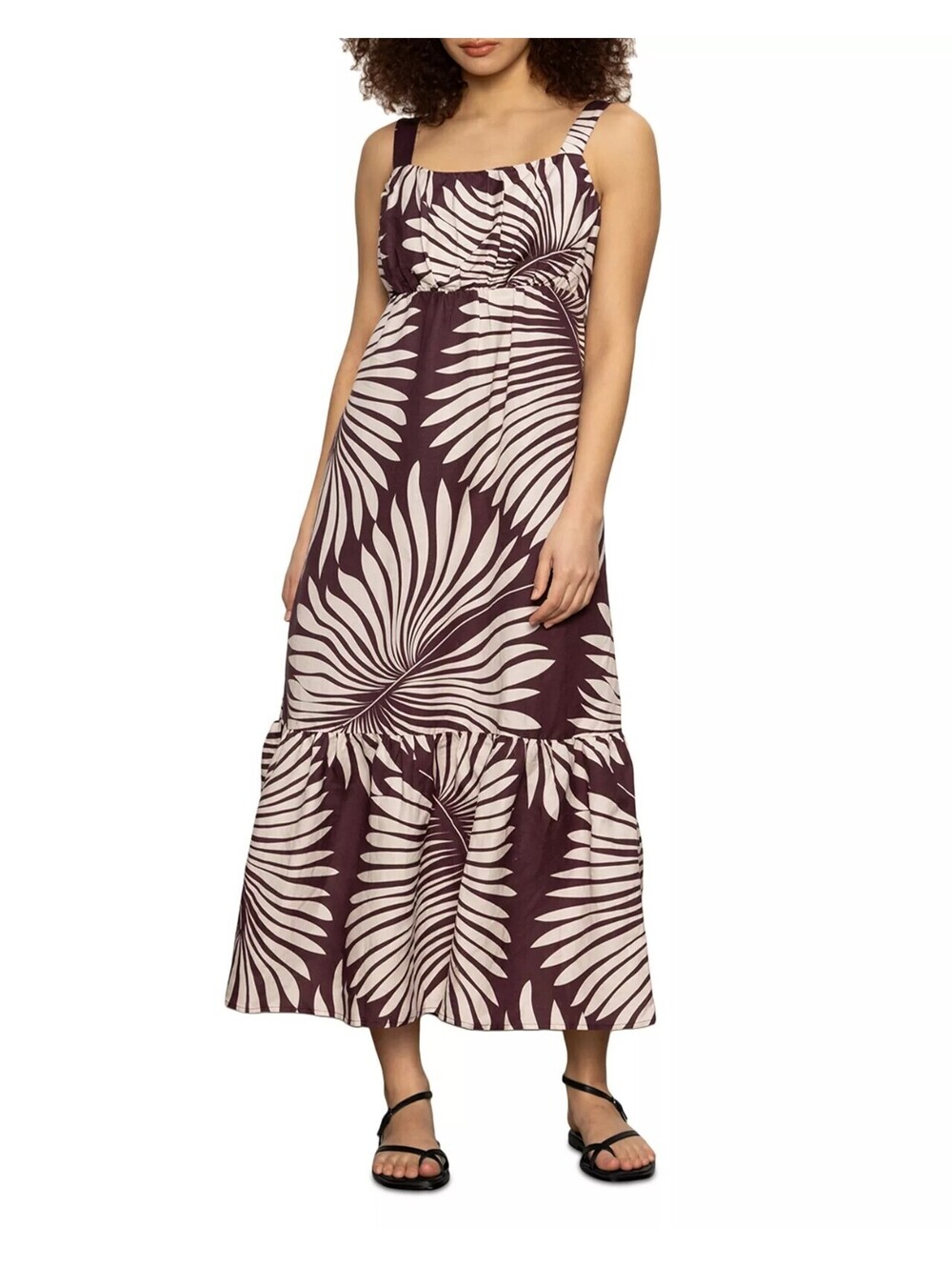 149$ Sanctuary Square Neck Sundance Maxi Dress Ruched Bodice Size XS Mesa Palm